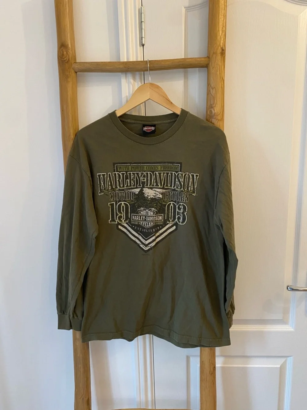 Harley Davidson Friuli Italy Olive Green Long Sleeve T-Shirt Large - Picture 6 of 6